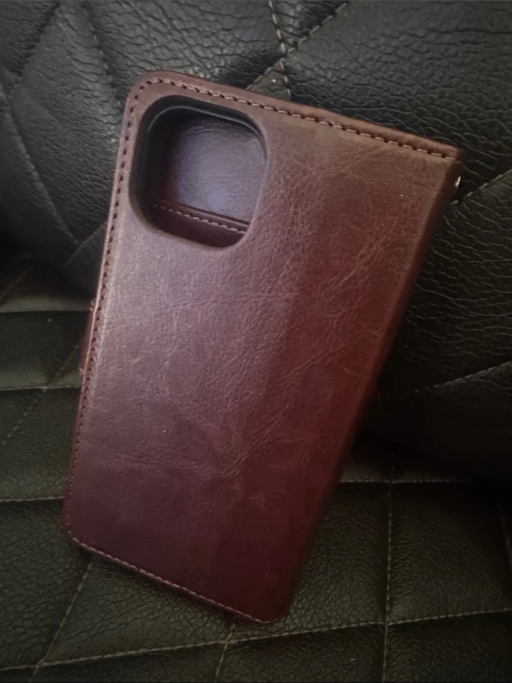 Brown Leather Wallet Phone Case with Card Slots - Compatible iPhone 15